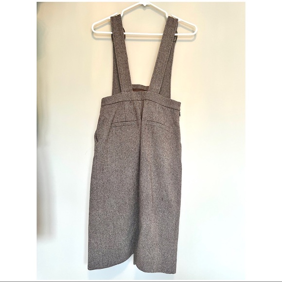 Pinafore brown tweed buckled strap midi dress - Picture 8 of 8
